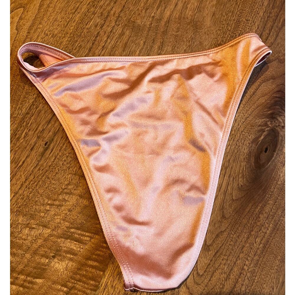 South Beach Peach Satin Bikini Set Size US 10 EU 42 Underwire Swim - Picture 5 of 9
